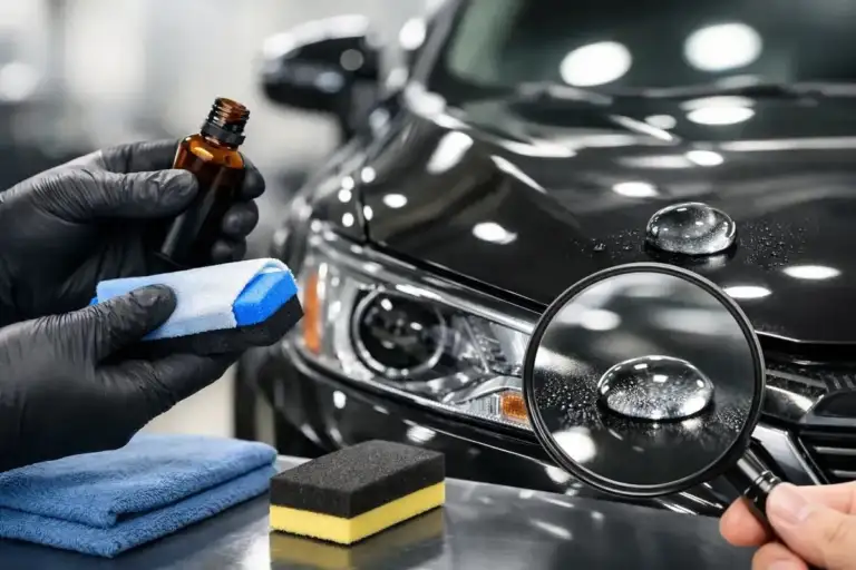 Premium car detailing service at Lands End Automotive in Guwahati Assam featuring ceramic coating paint protection film and professional vehicle care