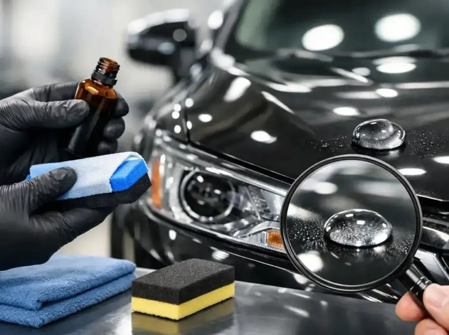 Premium car detailing service at Lands End Automotive in Guwahati Assam featuring ceramic coating paint protection film and professional vehicle care